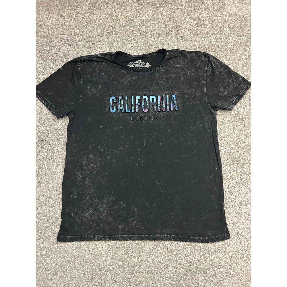Robin Ruth T-Shirt Mens XL Black Excellent California Dreams Acid Wash Graphic